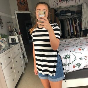 Forever 21 Black and White Striped T-Shirt